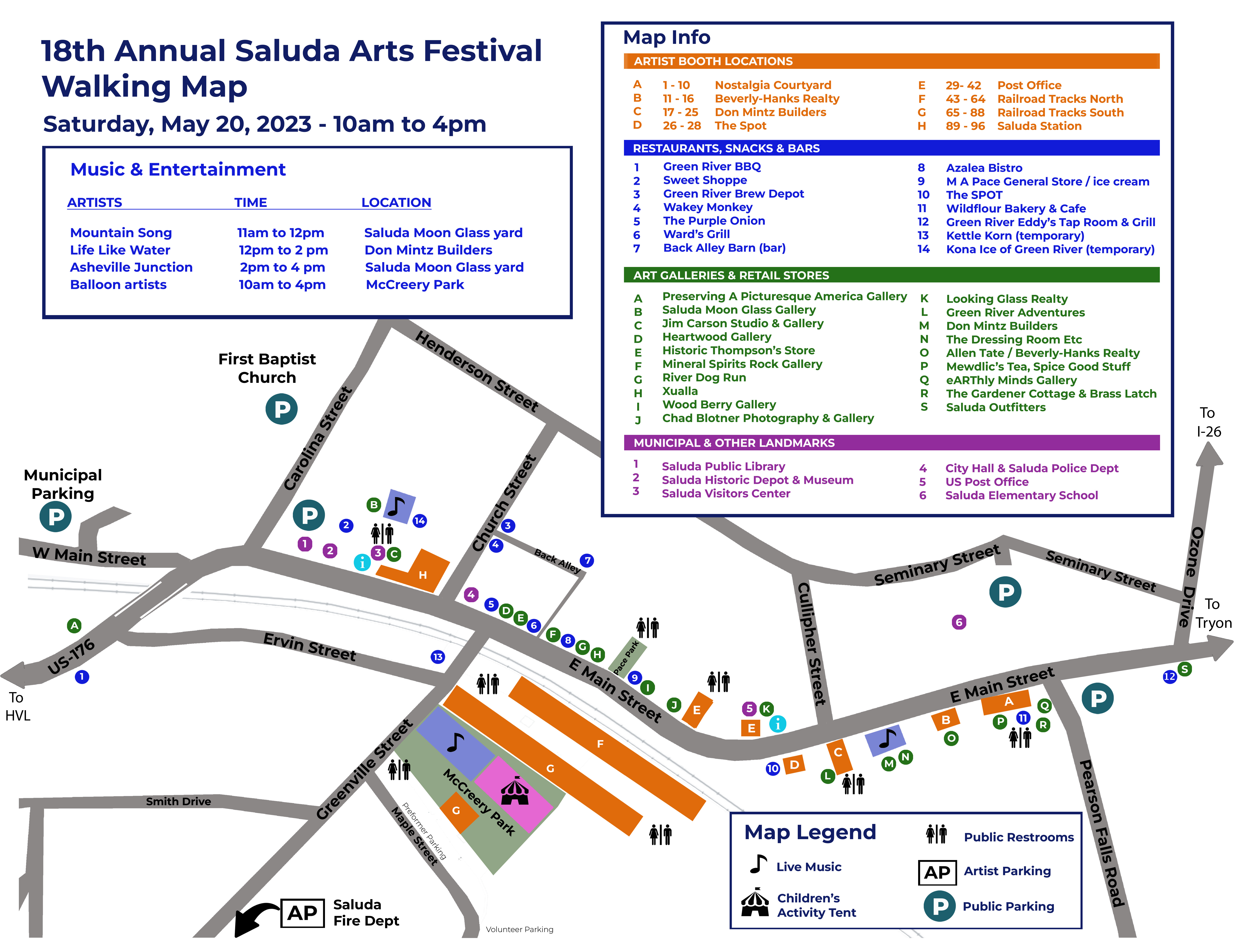 Saluda Art Festival Map layered 8x10 size Web Copy w Arrows
